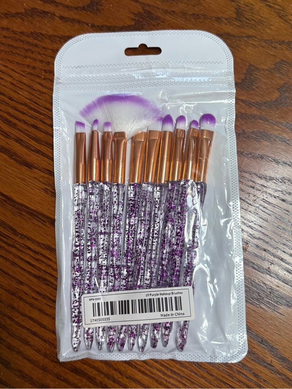 Purple Glitter Handle Makeup Brush Set of 10 New - Picture 4 of 5